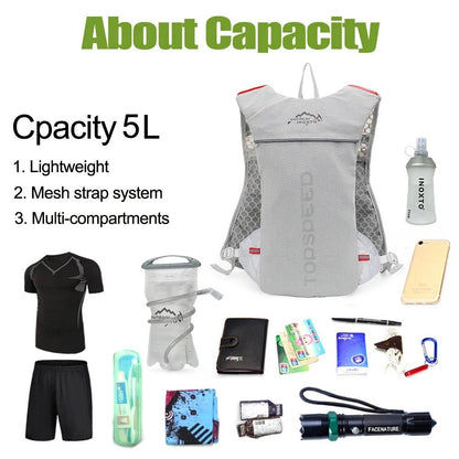 Outdoor 5L Ultralight Hydration Backpack for Men – Trail Running, Jogging, Marathon & Cycling Bag with 500ML Water Bottle - RELUX.STORE