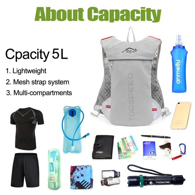 Outdoor 5L Ultralight Hydration Backpack for Men – Trail Running, Jogging, Marathon & Cycling Bag with 500ML Water Bottle - RELUX.STORE