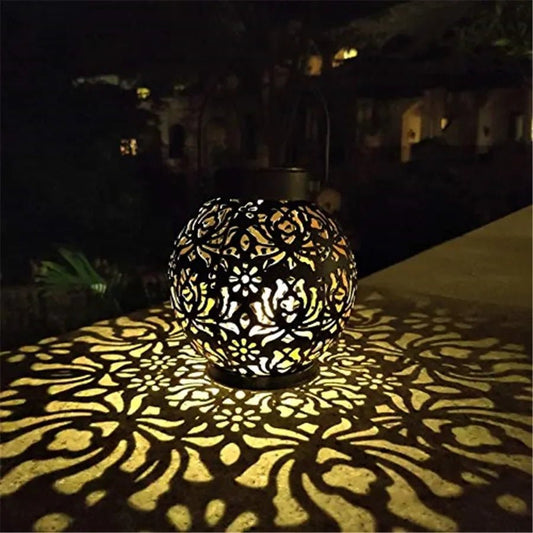 "Outdoor Garden Solar Light – Iron Art Hanging LED Lantern, Hollow Landscape Projection Light, Waterproof Garden & Patio Decoration" - RELUX.STORE