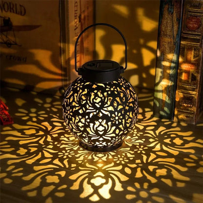 "Outdoor Garden Solar Light – Iron Art Hanging LED Lantern, Hollow Landscape Projection Light, Waterproof Garden & Patio Decoration" - RELUX.STORE