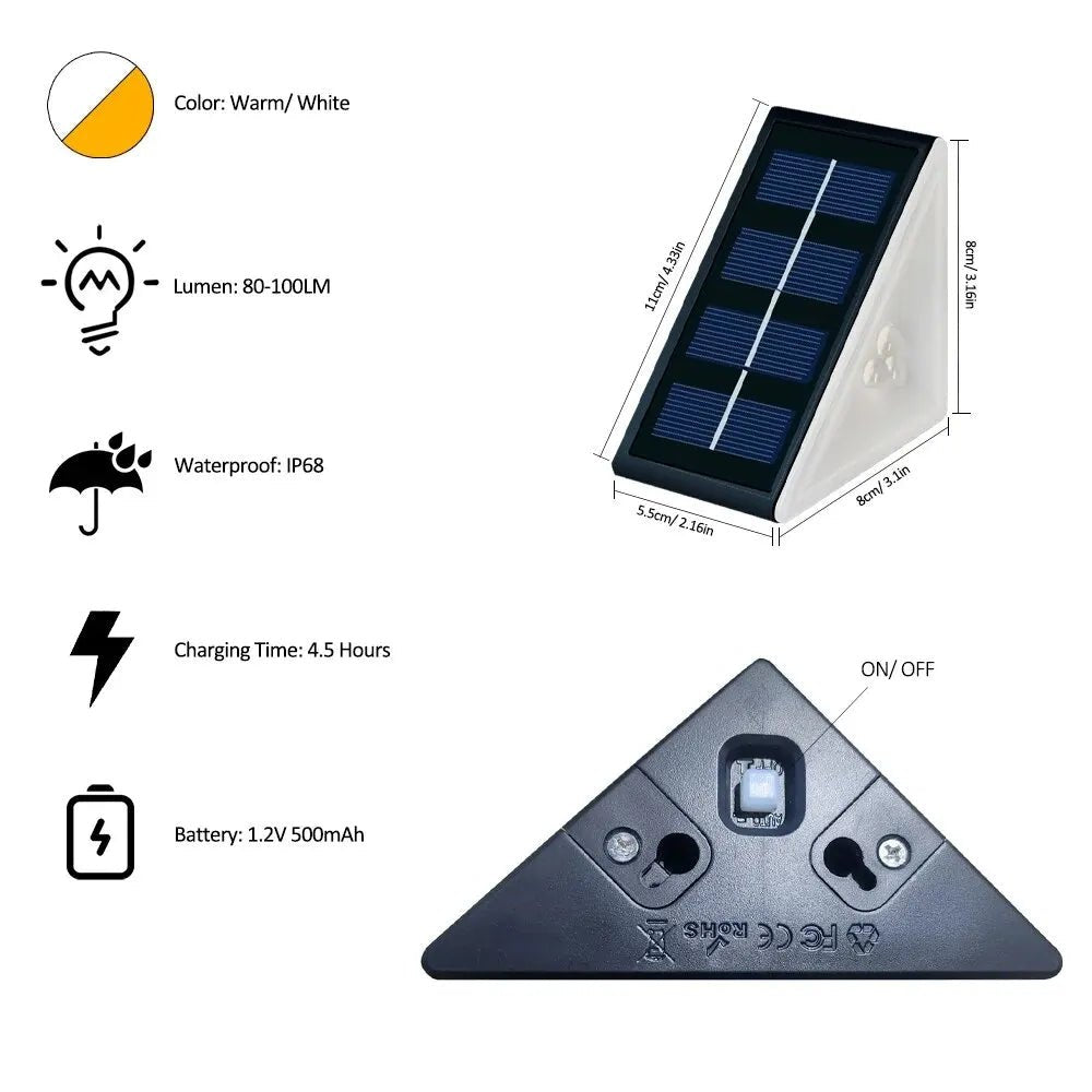 "Outdoor Solar Step Lights – Warm White & RGB, IP67 Waterproof, Auto - On LED Lights for Patio, Yard, Driveway & Porch Decoration" - RELUX.STORE