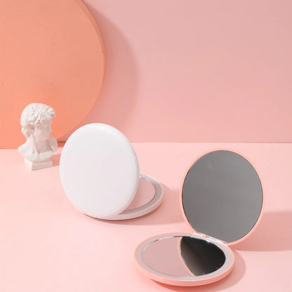 Personalized Small LED Light Cosmetic 2 Side Folding Makeup Compact Pocket Mirror Women Luminous Effect Pink White Mini Mirror - RELUX.STORE