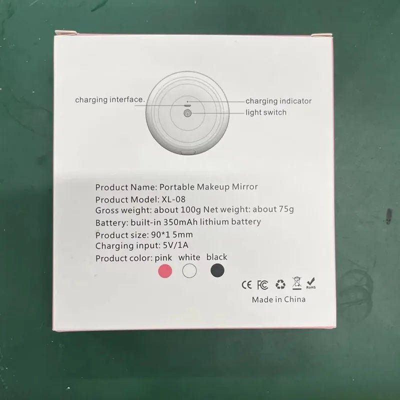 Personalized Small LED Light Cosmetic 2 Side Folding Makeup Compact Pocket Mirror Women Luminous Effect Pink White Mini Mirror - RELUX.STORE