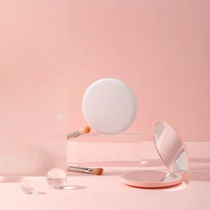 Personalized Small LED Light Cosmetic 2 Side Folding Makeup Compact Pocket Mirror Women Luminous Effect Pink White Mini Mirror - RELUX.STORE