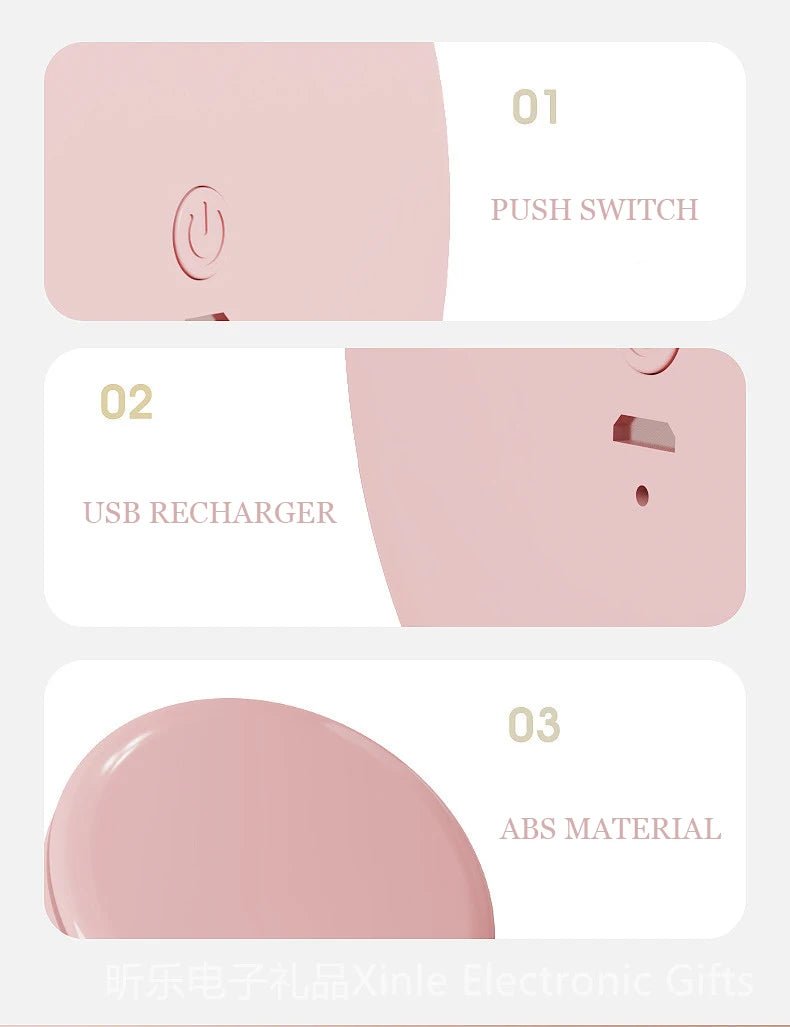 Personalized Small LED Light Cosmetic 2 Side Folding Makeup Compact Pocket Mirror Women Luminous Effect Pink White Mini Mirror - RELUX.STORE