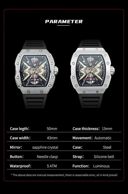 PINDU New Men Watch 50 Meter Waterproof Stainless Steel Case Luminous Sapphire mirror Dial Fashionable Men Mechanical Watch - RELUX.STORE