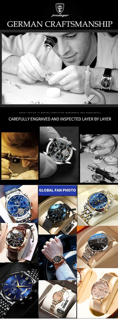POEDAGAR Luxury Men Watch Business Quartz Man Clock Sports Waterproof Luminous Date Stainless Steel Men's Watches Male Reloj+box - RELUX.STORE