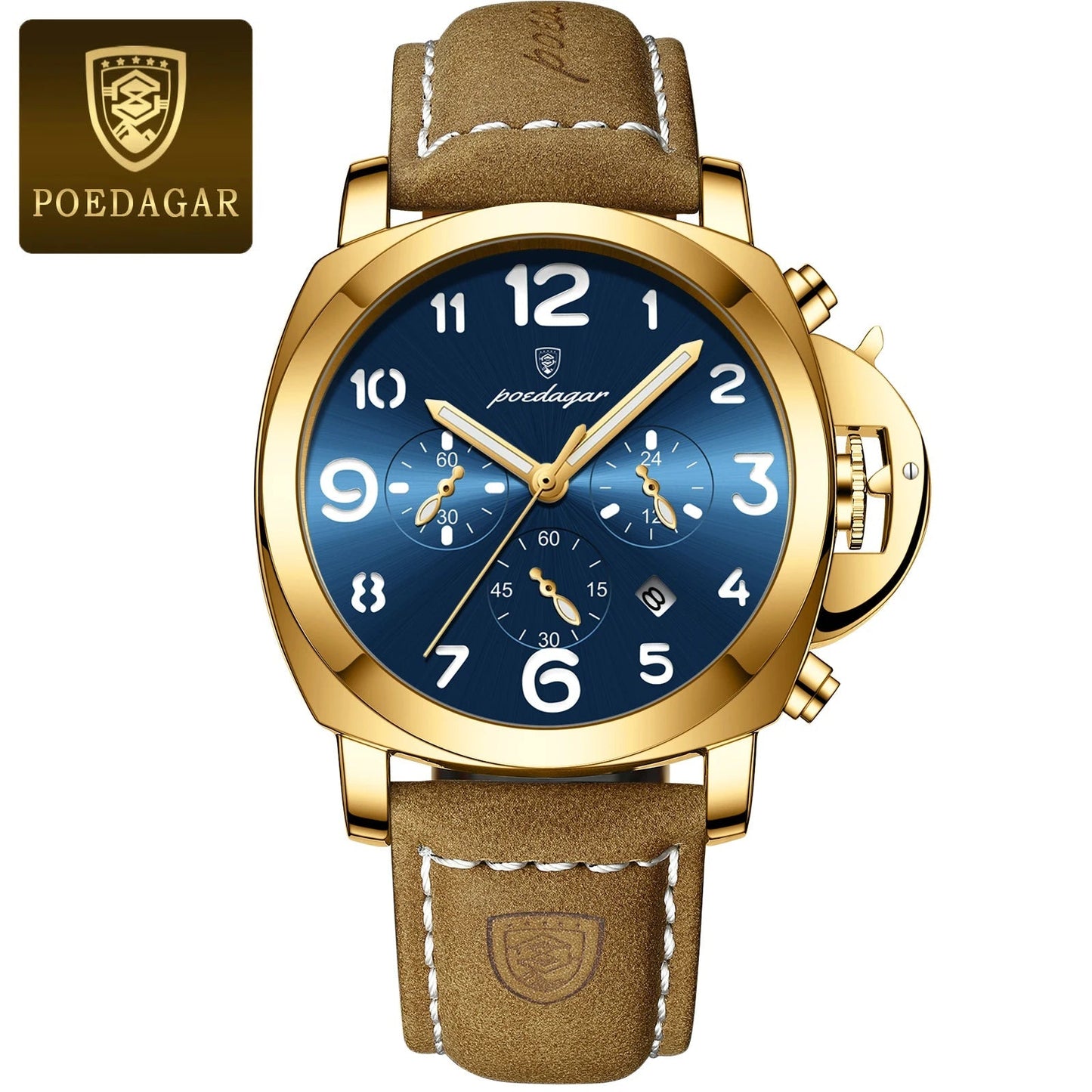 POEDAGAR Top Luxury Fashion Watch For Men Waterproof Luminous Chronograph Man Watch Leather Military Men's Quartz Watches Reloj - RELUX.STORE