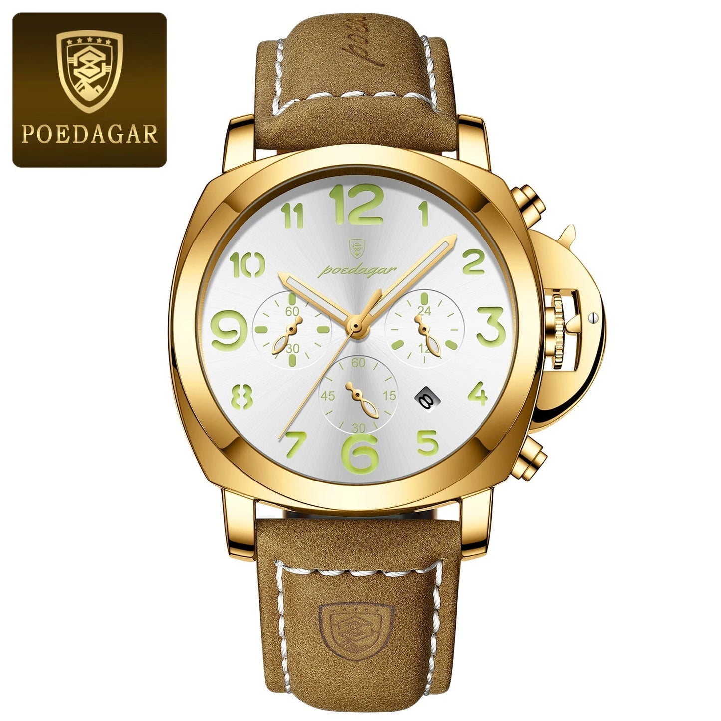 POEDAGAR Top Luxury Fashion Watch For Men Waterproof Luminous Chronograph Man Watch Leather Military Men's Quartz Watches Reloj - RELUX.STORE