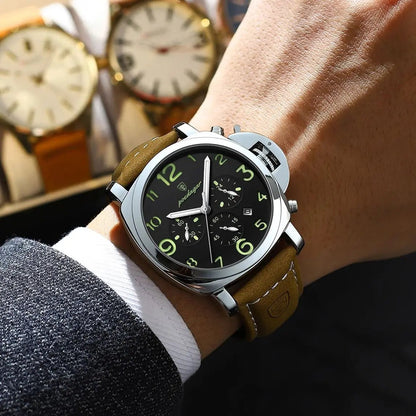 POEDAGAR Top Luxury Fashion Watch For Men Waterproof Luminous Chronograph Man Watch Leather Military Men's Quartz Watches Reloj - RELUX.STORE