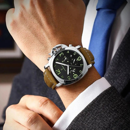 POEDAGAR Top Luxury Fashion Watch For Men Waterproof Luminous Chronograph Man Watch Leather Military Men's Quartz Watches Reloj - RELUX.STORE