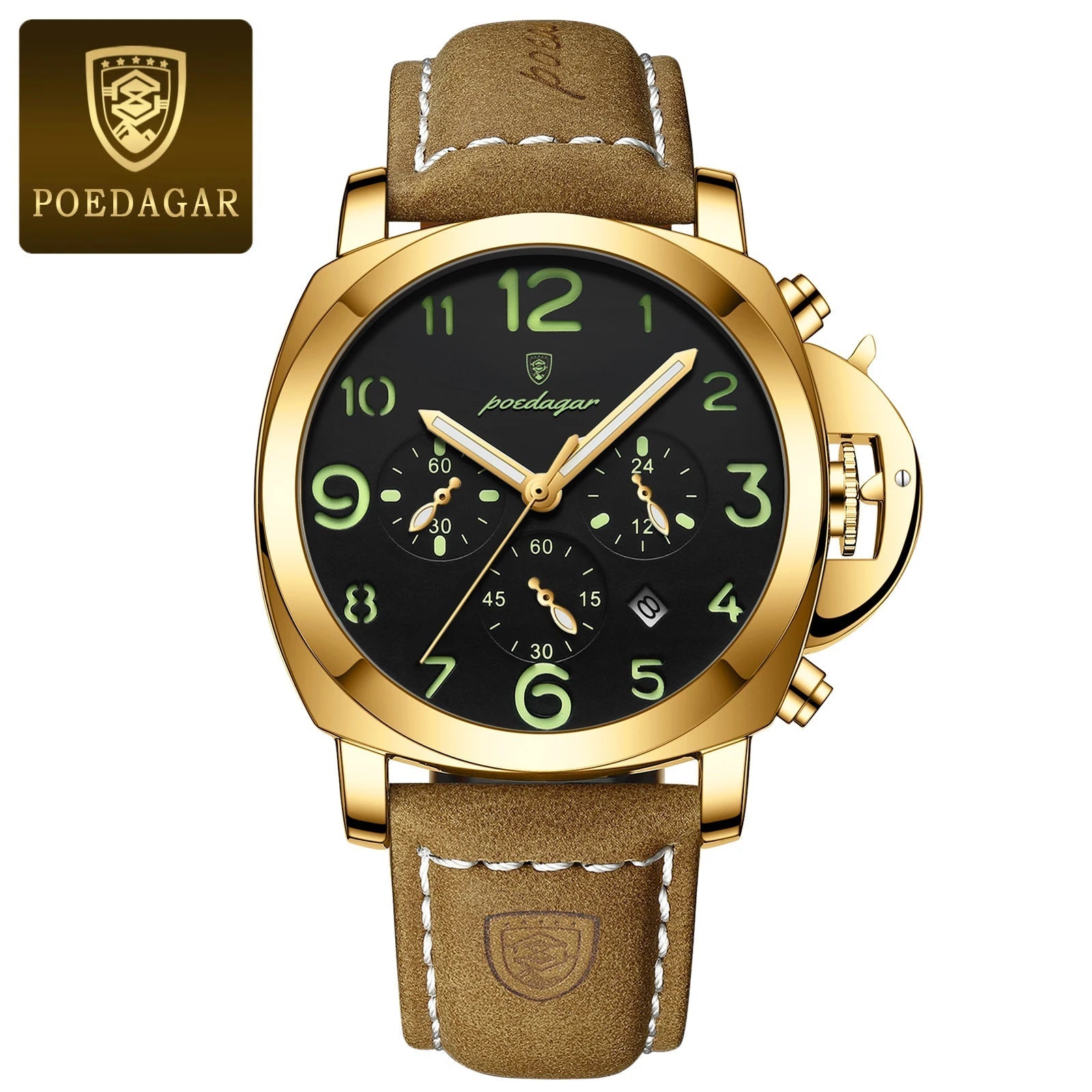 POEDAGAR Top Luxury Fashion Watch For Men Waterproof Luminous Chronograph Man Watch Leather Military Men's Quartz Watches Reloj - RELUX.STORE