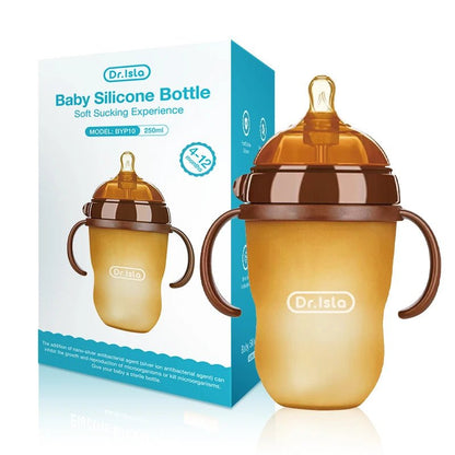 🍼✨ Portable Baby Silicone Feeding Bottle with Handle – 150ml/250ml Newborn Drop - Resistant BPA - Free Bottle 👶 - RELUX.STORE