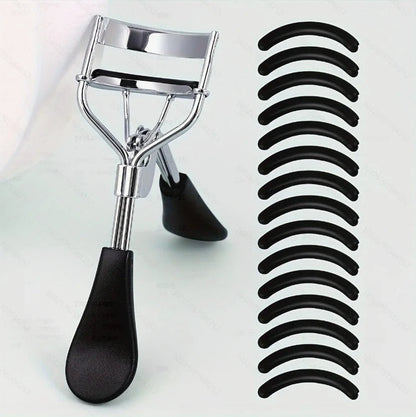 Portable Eyelash Curler with 15 Silicone Pads and Stainless Steel Eyelash Curler, Used for Eyelash Extension and Curling Tools - RELUX.STORE