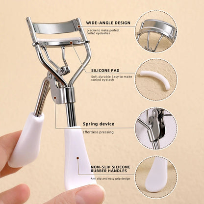 Portable Eyelash Curler with 15 Silicone Pads and Stainless Steel Eyelash Curler, Used for Eyelash Extension and Curling Tools - RELUX.STORE