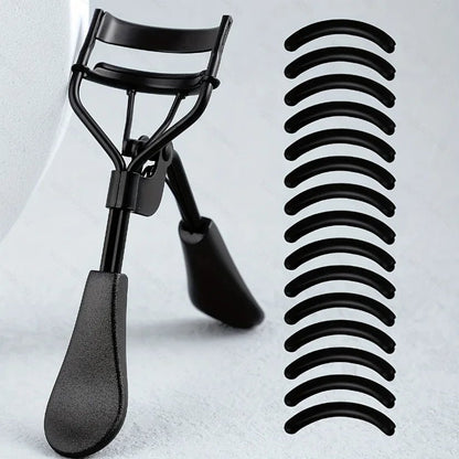 Portable Eyelash Curler with 15 Silicone Pads and Stainless Steel Eyelash Curler, Used for Eyelash Extension and Curling Tools - RELUX.STORE
