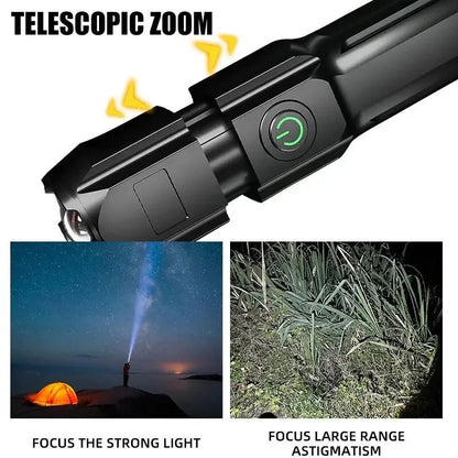 "Powerful LED Tactical Flashlight – 100,000 Lumens Rechargeable USB Zoom Torch with 18650 Battery | Waterproof High - Power Flashlight for Fishing, Hunting, Camping & Emergency Use" - RELUX.STORE