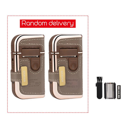 Professional Men's Shaver Cordless Beard Trimmer Rechargeable Razor Mini Leather Portable Electric Shaving Machine - RELUX.STORE