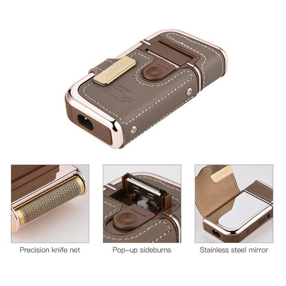 Professional Men's Shaver Cordless Beard Trimmer Rechargeable Razor Mini Leather Portable Electric Shaving Machine - RELUX.STORE