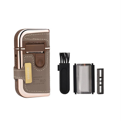 Professional Men's Shaver Cordless Beard Trimmer Rechargeable Razor Mini Leather Portable Electric Shaving Machine - RELUX.STORE