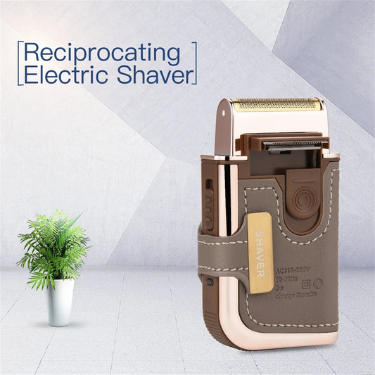 Professional Men's Shaver Cordless Beard Trimmer Rechargeable Razor Mini Leather Portable Electric Shaving Machine - RELUX.STORE