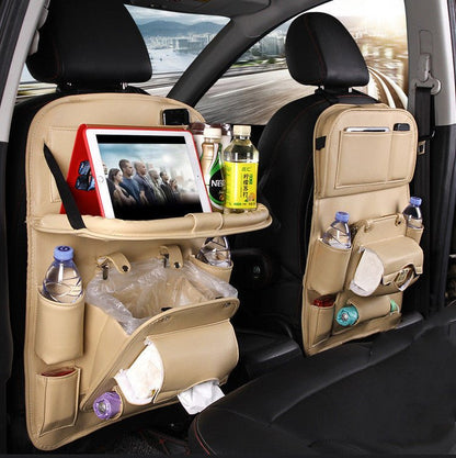 "PU Leather Car Storage Bag – Multifunction Seat Back Hanging Tray Organizer | Waterproof Car Interior Storage & Automotive Accessories" - RELUX.STORE