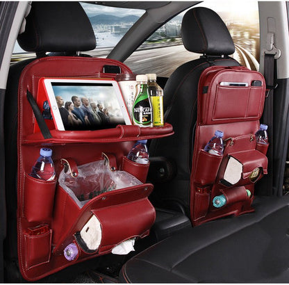"PU Leather Car Storage Bag – Multifunction Seat Back Hanging Tray Organizer | Waterproof Car Interior Storage & Automotive Accessories" - RELUX.STORE