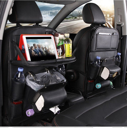"PU Leather Car Storage Bag – Multifunction Seat Back Hanging Tray Organizer | Waterproof Car Interior Storage & Automotive Accessories" - RELUX.STORE