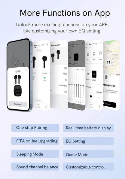 "QCY T13 ANC Earphones – Bluetooth 5.3, Active Noise Cancellation - 28dB, Low Latency Wireless Earbuds with Fast Charging" - RELUX.STORE