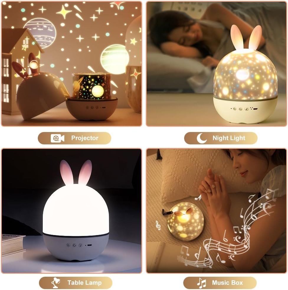🌙 "Rabbit Starry Projector Light – Cute Night Light with Galaxy Stars, 7 Color Modes, Rotation & Sleep Timer | Kids Bedroom, Nursery, Baby Room & Mood Lamp" - RELUX.STORE