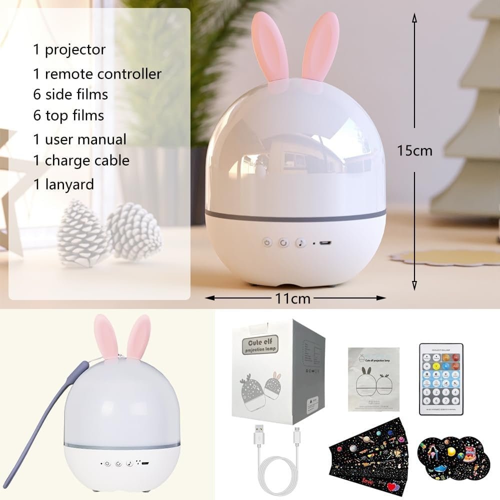 🌙 "Rabbit Starry Projector Light – Cute Night Light with Galaxy Stars, 7 Color Modes, Rotation & Sleep Timer | Kids Bedroom, Nursery, Baby Room & Mood Lamp" - RELUX.STORE