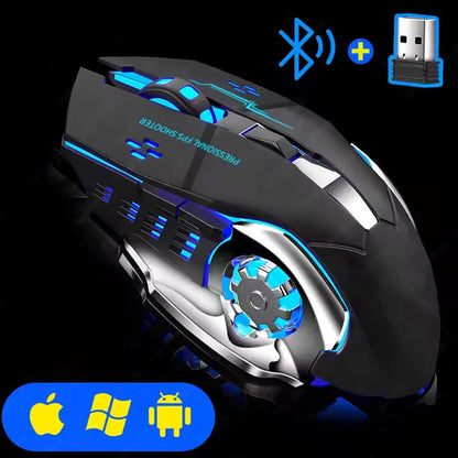 Rechargeable Wireless Mouse Gaming Computer Silent Bluetooth Mouse USB Mechanical E - Sports Backlight PC Gamer Mouse For Computer - RELUX.STORE