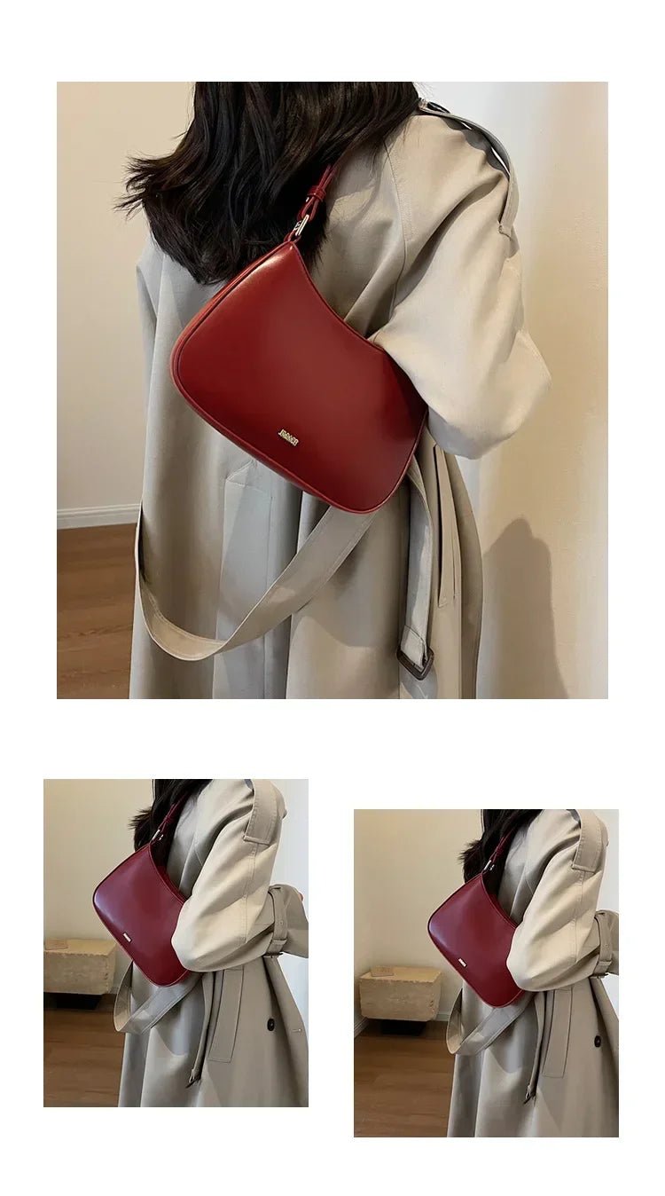 Red Underarm Shoulder Bags for Women 2024 New Texture Leather Crossbody Bag Luxury Designer Wedding Bride Handbags Sling Bag - RELUX.STORE