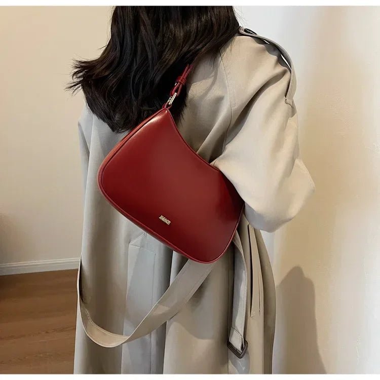 Red Underarm Shoulder Bags for Women 2024 New Texture Leather Crossbody Bag Luxury Designer Wedding Bride Handbags Sling Bag - RELUX.STORE