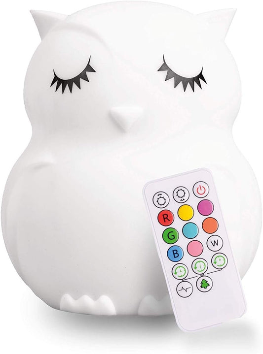 🦉 "Remote Control Owl Night Light for Kids – Soft Silicone Lamp with 9 Colors & Sleep Timer | Rechargeable, Portable & Safe LED Bedside Light for Baby Nursery, Toddler, Girls & Boys Bedroom Decor" - RELUX.STORE