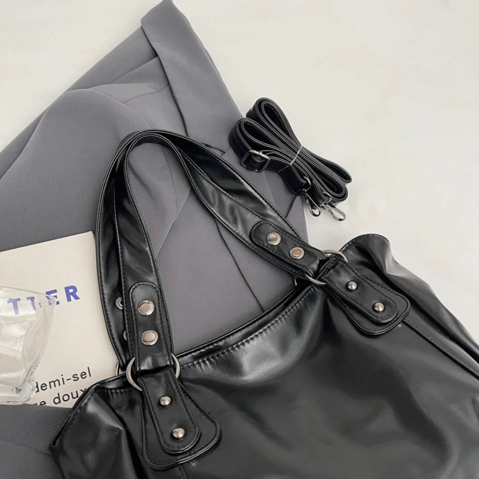 Retro Brand Roomy Shoulder Bag Female Luxury Solid Color Classic Crossbody Bag Large Capacity Style Soft PU Leather Tote Bag - RELUX.STORE