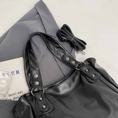 Retro Brand Roomy Shoulder Bag Female Luxury Solid Color Classic Crossbody Bag Large Capacity Style Soft PU Leather Tote Bag - RELUX.STORE