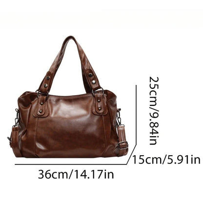 Retro Brand Roomy Shoulder Bag Female Luxury Solid Color Classic Crossbody Bag Large Capacity Style Soft PU Leather Tote Bag - RELUX.STORE