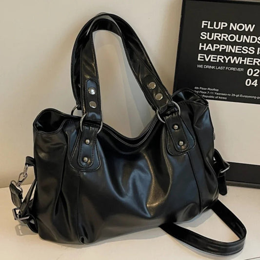 Retro Brand Roomy Shoulder Bag Female Luxury Solid Color Classic Crossbody Bag Large Capacity Style Soft PU Leather Tote Bag - RELUX.STORE