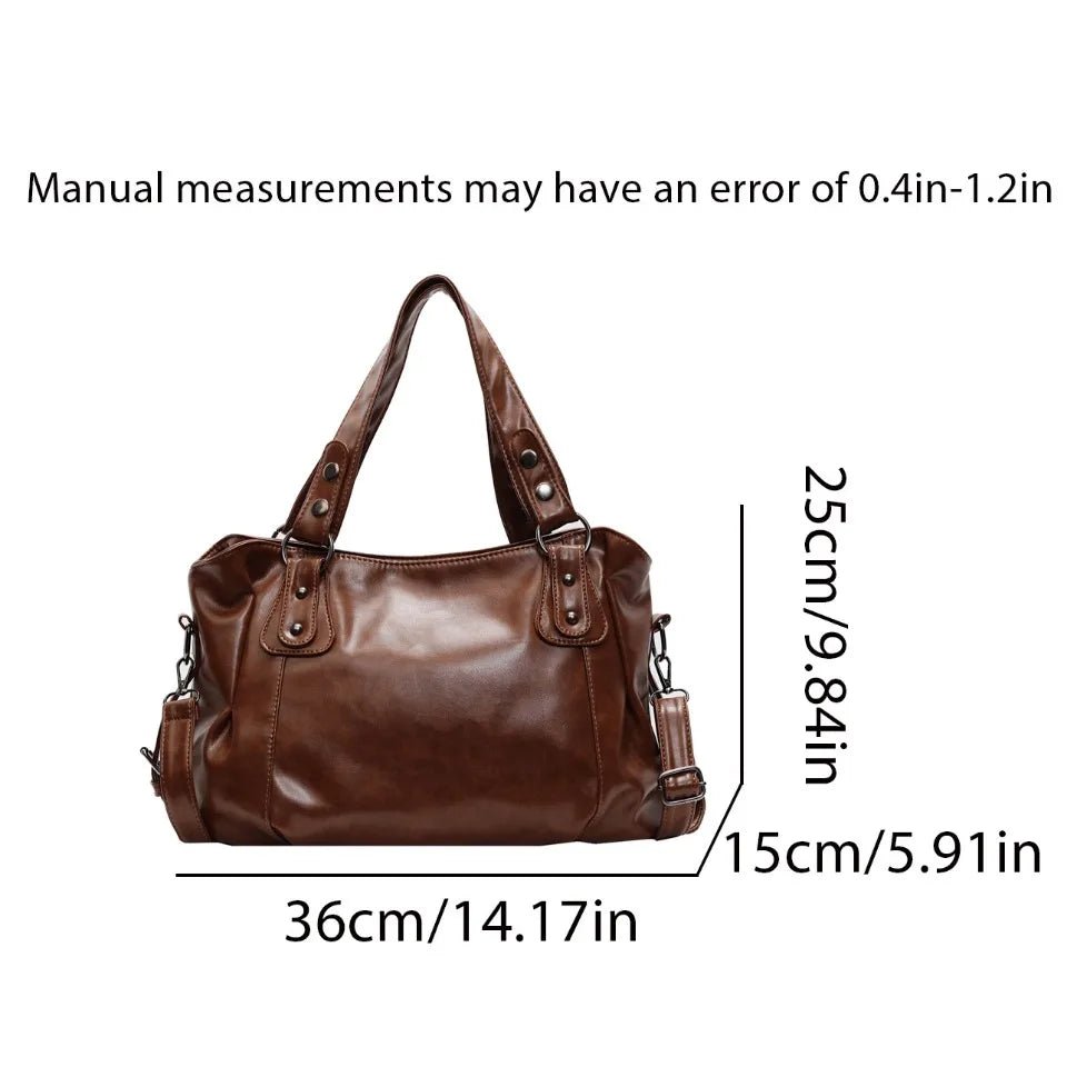 Retro Brand Roomy Shoulder Bag Female Luxury Solid Color Classic Crossbody Bag Large Capacity Style Soft PU Leather Tote Bag - RELUX.STORE