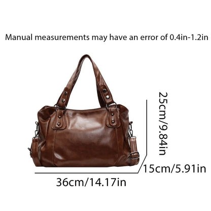 Retro Brand Roomy Shoulder Bag Female Luxury Solid Color Classic Crossbody Bag Large Capacity Style Soft PU Leather Tote Bag - RELUX.STORE