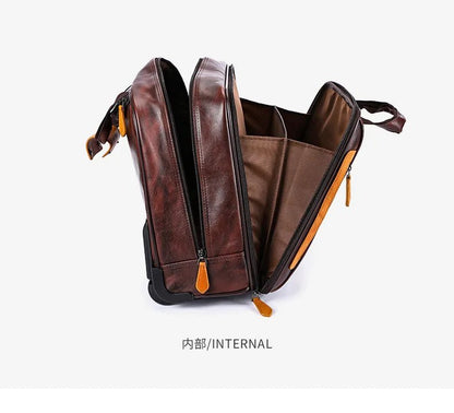 Retro genuine leather men trolley case business wheel suitcase bag cowhide first layer of travel handbag man luggage laptop bags - RELUX.STORERetro genuine leather men trolley case business wheel suitcase bag cowhide first layer of travel handbag man luggage laptop bags