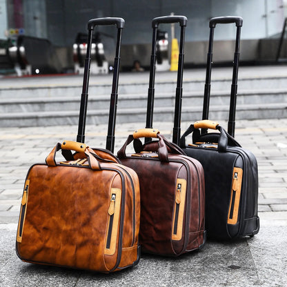 Retro genuine leather men trolley case business wheel suitcase bag cowhide first layer of travel handbag man luggage laptop bags - RELUX.STORERetro genuine leather men trolley case business wheel suitcase bag cowhide first layer of travel handbag man luggage laptop bags