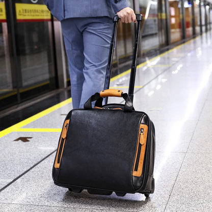 Retro genuine leather men trolley case business wheel suitcase bag cowhide first layer of travel handbag man luggage laptop bags - RELUX.STORERetro genuine leather men trolley case business wheel suitcase bag cowhide first layer of travel handbag man luggage laptop bags