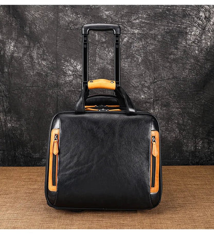 Retro genuine leather men trolley case business wheel suitcase bag cowhide first layer of travel handbag man luggage laptop bags - RELUX.STORERetro genuine leather men trolley case business wheel suitcase bag cowhide first layer of travel handbag man luggage laptop bags
