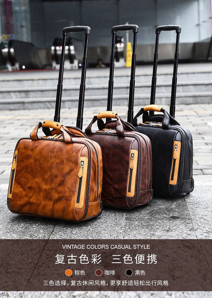 Retro genuine leather men trolley case business wheel suitcase bag cowhide first layer of travel handbag man luggage laptop bags - RELUX.STORERetro genuine leather men trolley case business wheel suitcase bag cowhide first layer of travel handbag man luggage laptop bags