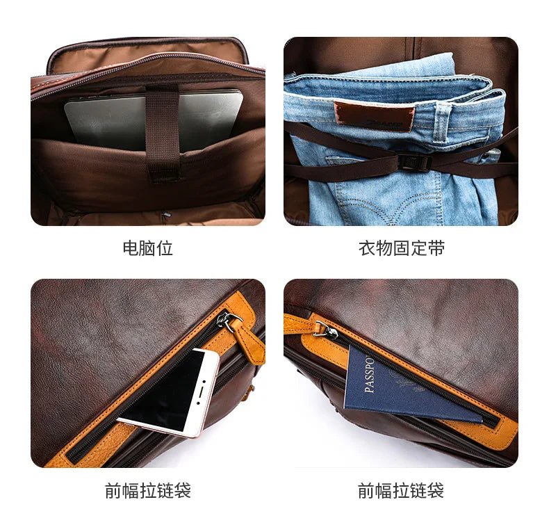 Retro genuine leather men trolley case business wheel suitcase bag cowhide first layer of travel handbag man luggage laptop bags - RELUX.STORERetro genuine leather men trolley case business wheel suitcase bag cowhide first layer of travel handbag man luggage laptop bags