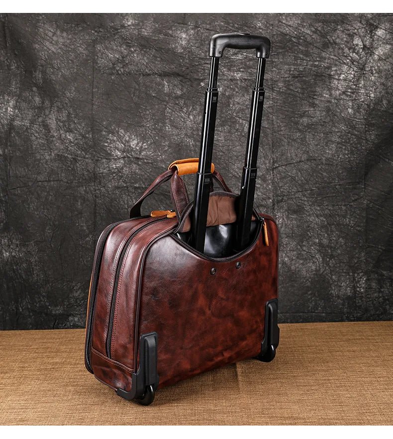 Retro genuine leather men trolley case business wheel suitcase bag cowhide first layer of travel handbag man luggage laptop bags - RELUX.STORERetro genuine leather men trolley case business wheel suitcase bag cowhide first layer of travel handbag man luggage laptop bags