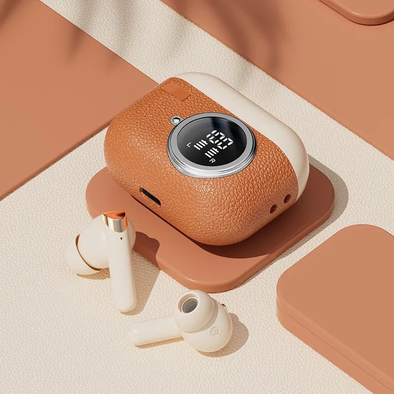 Retro Leather Texture M88+ANC Wireless Headset True Super Long Battery Life LED Digital Display Headset - RELUX.STORE