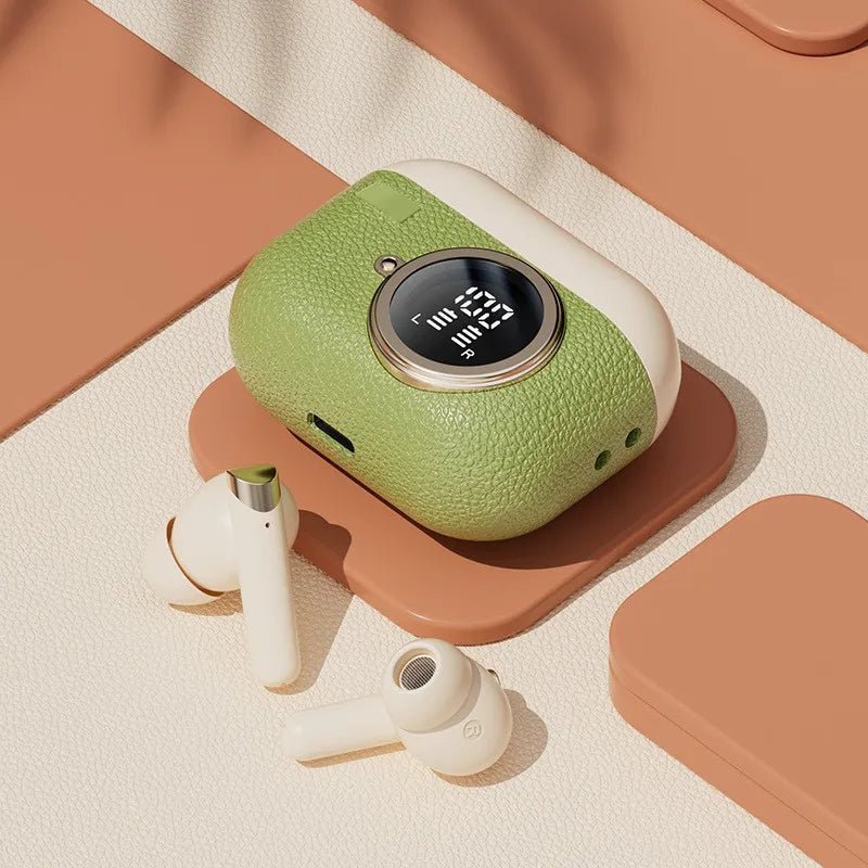 Retro Leather Texture M88+ANC Wireless Headset True Super Long Battery Life LED Digital Display Headset - RELUX.STORE